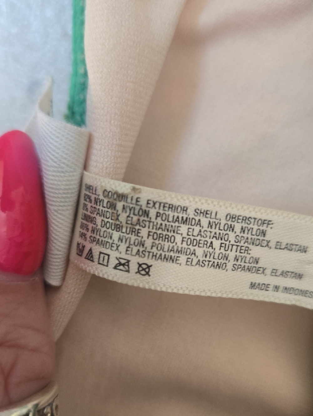 Anthropologie Green/Pink Design Print Cut-Out Side Cheeky Bikini Bottoms - Picture 5 of 8